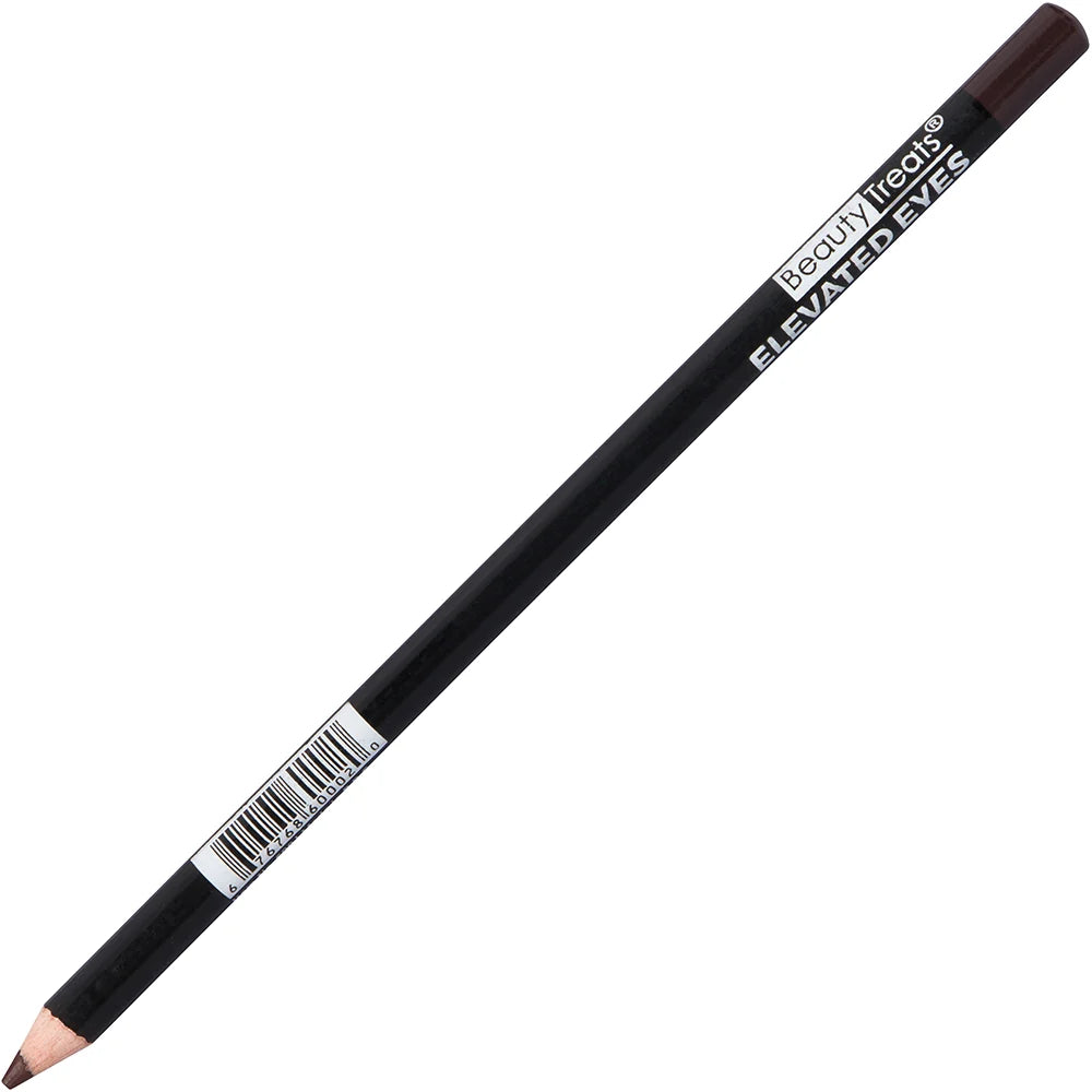 A Beauty Creations Elevated Ever makeup pencil in a dark brown shade, shown diagonally on a plain white background.