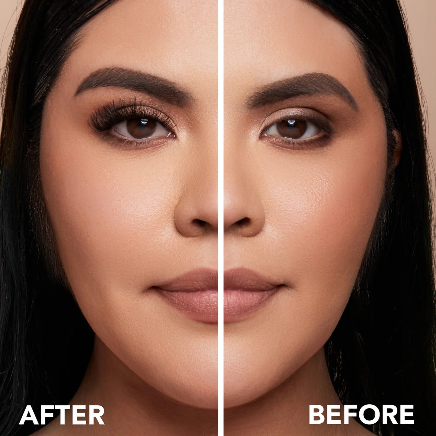 before and after showing the reusable lash clusters.