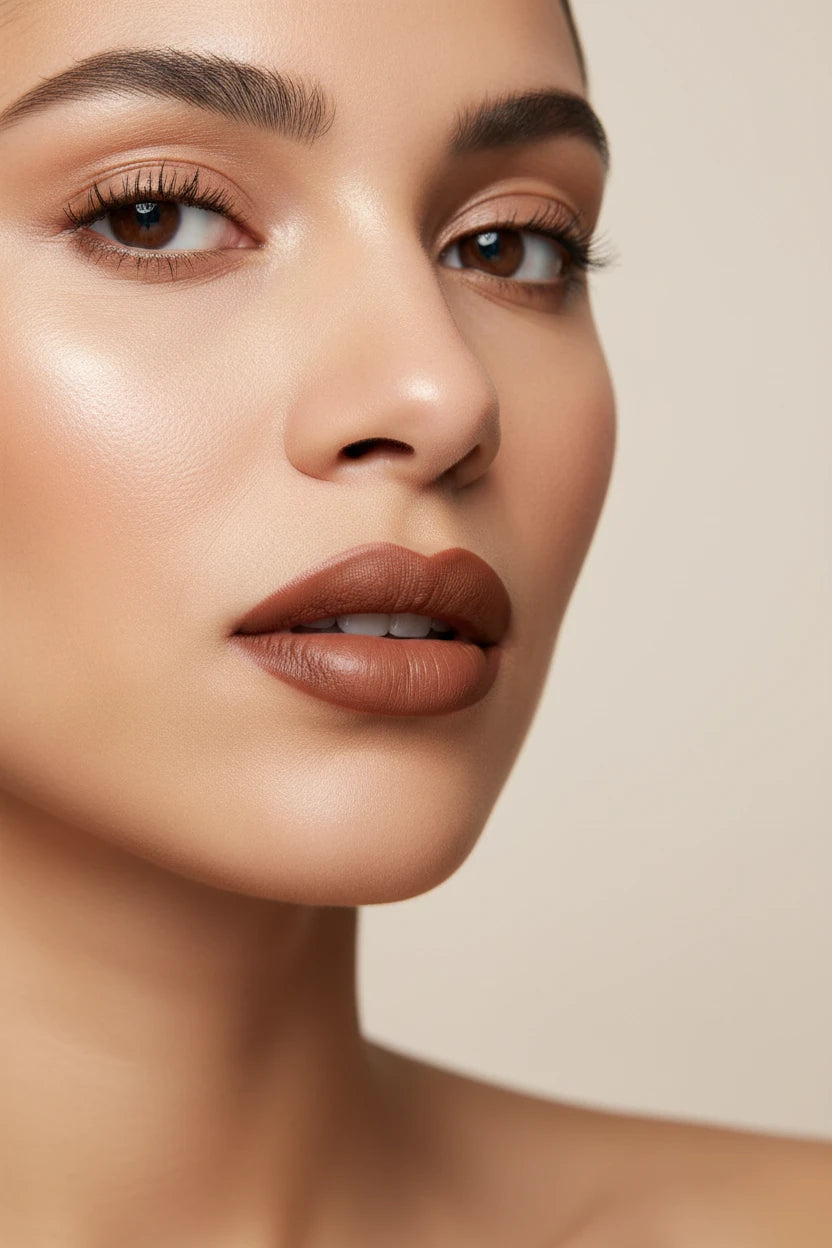 L.A. Girl lip liner pencil with brown color swatch on a white background