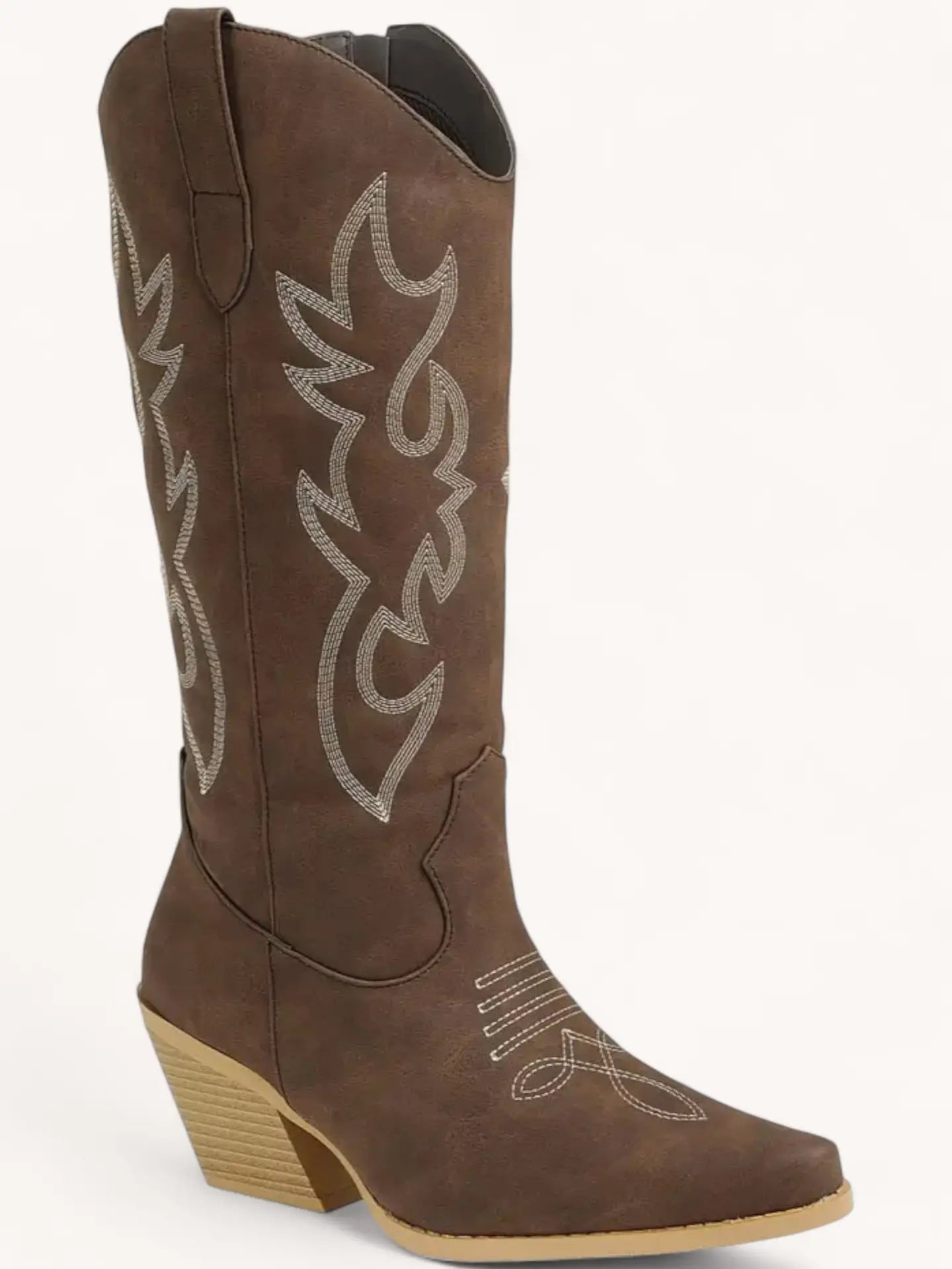 Creek Embroidered Faux Suede Knee High Cowboy Boots