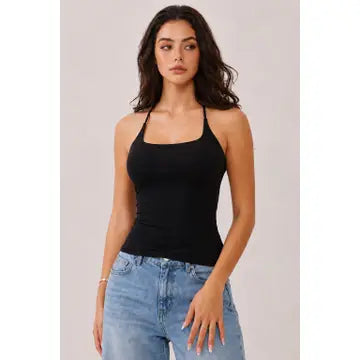 Rosie Halter Neck Tank Top with Removable Padding