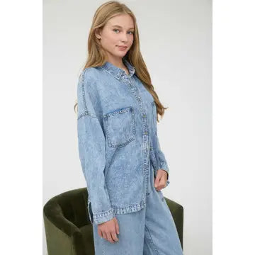 Miranda Oversized Denim Button-Up Shirt Jacket