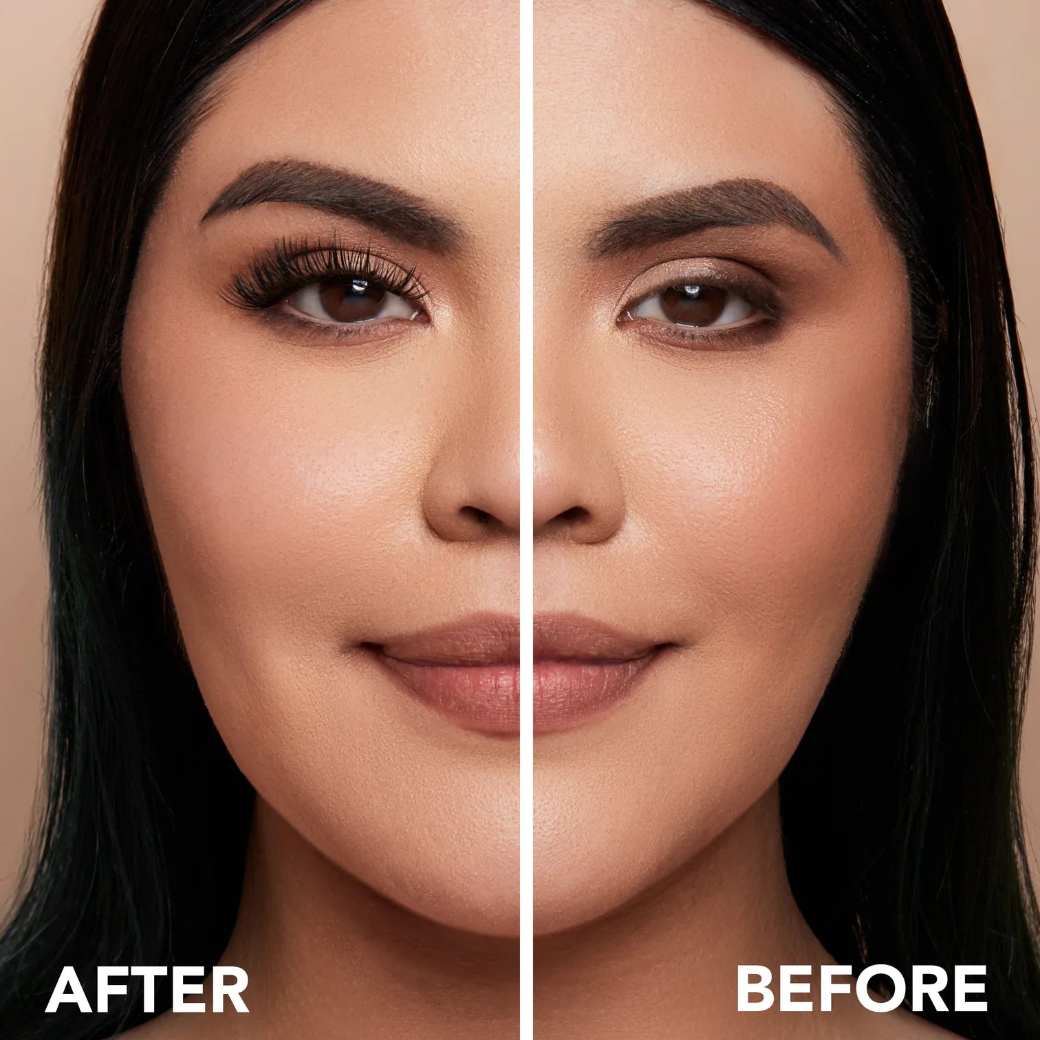 Before and after comparison of a woman's face with 'After' on the left and 'Before' on the right.