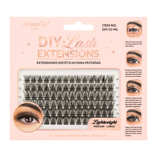 amour us diy lash extensions featuring lightweight lash clusters in multiple lengths for customizable volume and a soft wispy lash look.