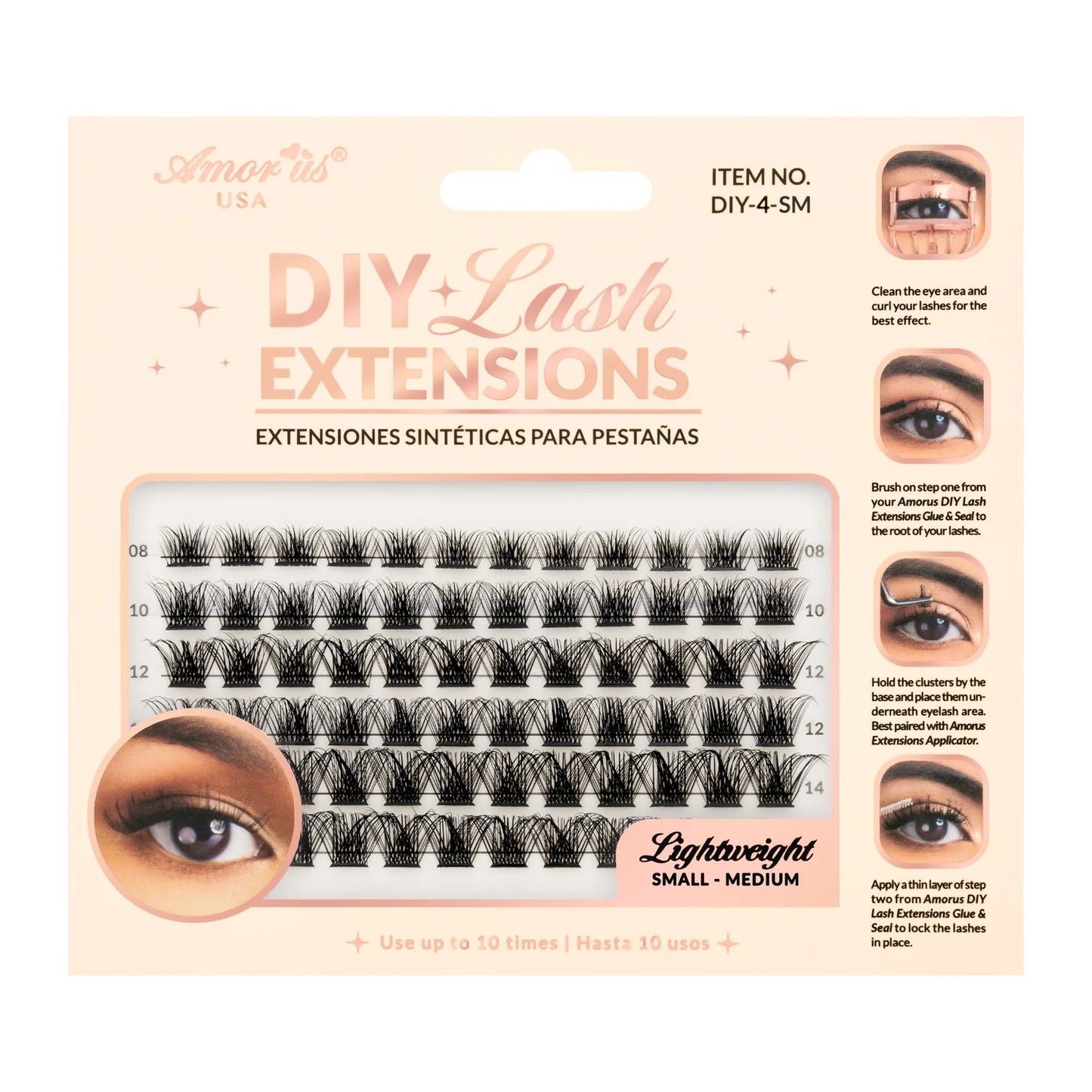 Amour Us DIY Lash Extensions-Lightweight Natural Volume Lash Clusters (Small to Medium)