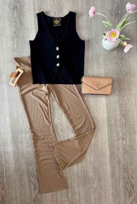 Kateline Black Button Vest