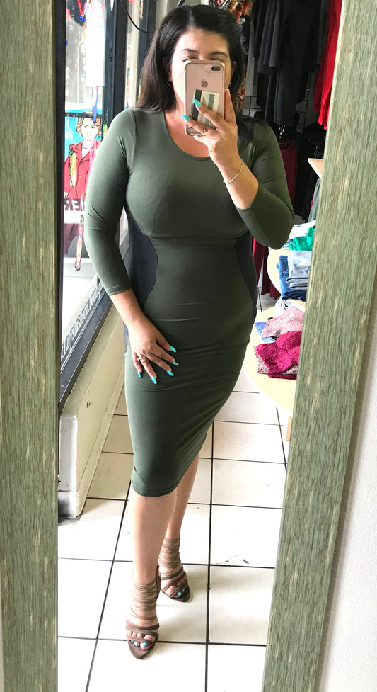 women's olive bodycon dress