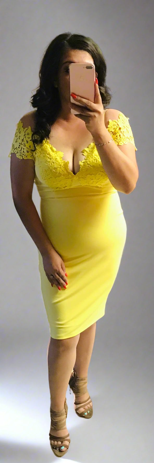 women's yellow bodycon dress