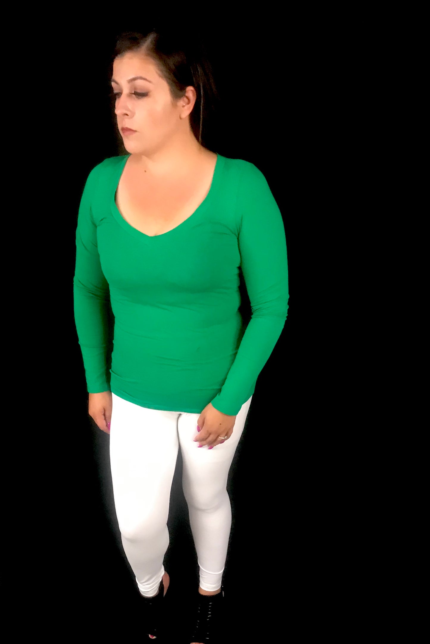 women's long sleeve cotton shirt in green
