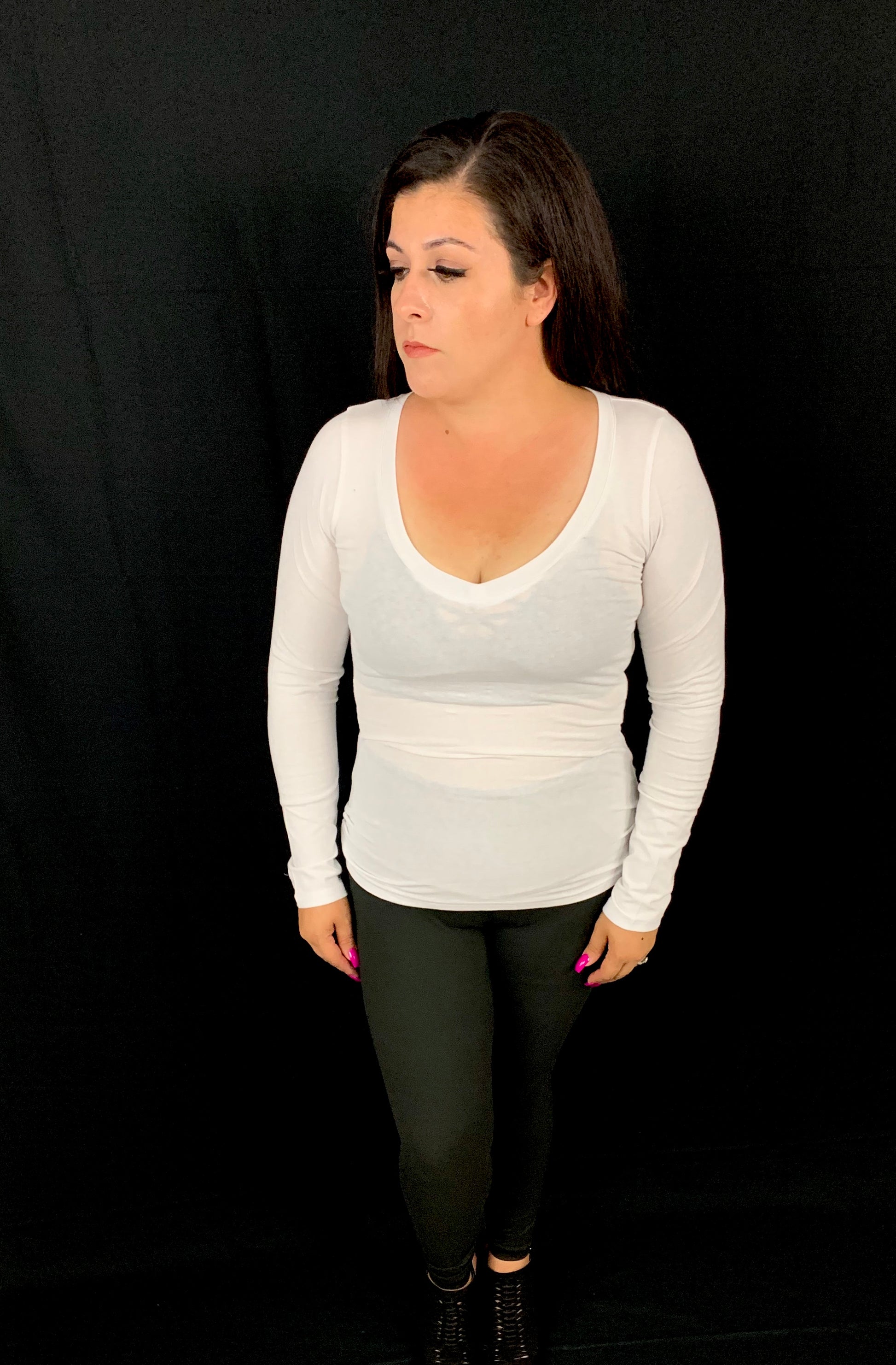women's long sleeve cotton shirt in color white